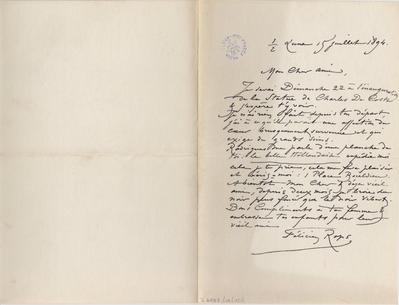 Lettre de Félicien Rops à [Armand] [Rassenfosse]. Corbeil-Essonnes, 1894/07/15. Bruxelles, Bibliothèque royale de Belgique, II/6957/19/151