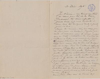 Lettre de Félicien Rops à [Armand] [Rassenfosse]. s.l., 1894/12/31. Bruxelles, Bibliothèque royale de Belgique, II/6957/19/159