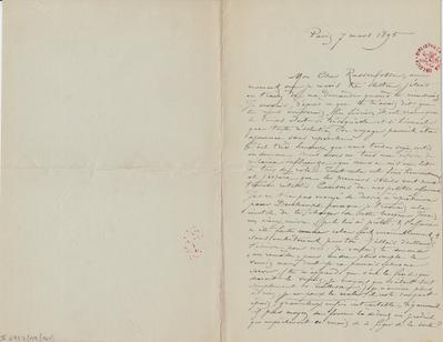 Lettre de Félicien Rops à [Armand] Rassenfosse. Paris, 1895/03/07. Bruxelles, Bibliothèque royale de Belgique, II/6957/19/165