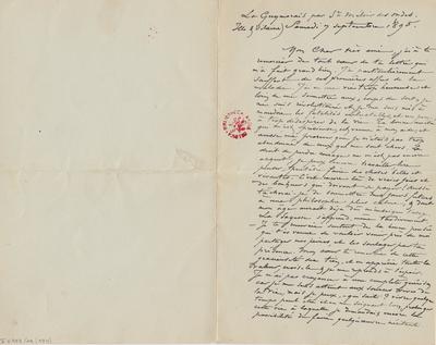 Lettre de Félicien Rops à [Armand] [Rassenfosse]. Saint-Méloir-des-Ondes, 1895/09/07. Bruxelles, Bibliothèque royale de Belgique, II/6957/19/174