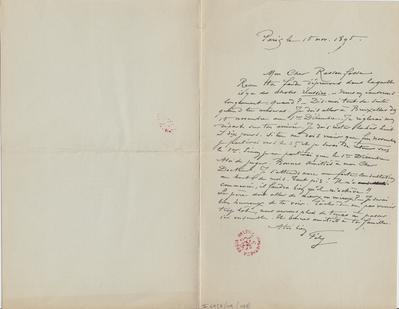 Lettre de Félicien Rops à [Armand] Rassenfosse. Paris, 1895/11/15. Bruxelles, Bibliothèque royale de Belgique, II/6957/19/178