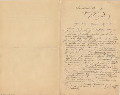 Lettre de Félicien Rops à [Armand] Rassenfosse. Corbeil-Essonnes, 1889/11/10. Bruxelles, Bibliothèque royale de Belgique, II/6957/19/26