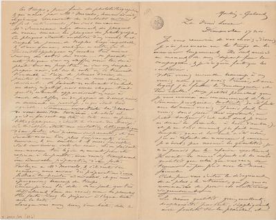 Lettre de Félicien Rops à [Armand] Rassenfosse. Corbeil-Essonnes, 1889/11/17. Bruxelles, Bibliothèque royale de Belgique, II/6957/19/27