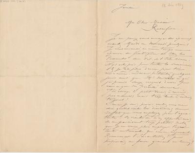 Lettre de Félicien Rops à Armand Rassenfosse. [Paris], 1889/12/12. Bruxelles, Bibliothèque royale de Belgique, II/6957/19/30