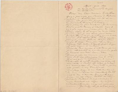 Lettre de Félicien Rops à [Armand] Rassenfosse. [Paris], 1890/02/18. Bruxelles, Bibliothèque royale de Belgique, II/6957/19/51