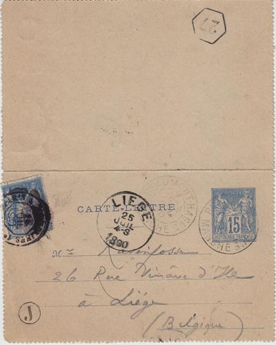 Carte-Lettre de Félicien Rops à [Armand] Rassenfosse. Normandie, 1890/07/24. Bruxelles, Bibliothèque royale de Belgique, II/6957/19/58