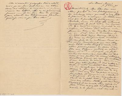 Lettre de Félicien Rops à [Armand] Rassenfosse. Corbeil-Essonnes, 1890/09/07. Bruxelles, Bibliothèque royale de Belgique, II/6957/19/60