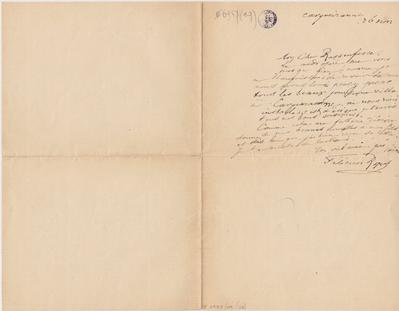 Lettre de Félicien Rops à [Armand] Rassenfosse. Carqueiranne, 1896/11/26. Bruxelles, Bibliothèque royale de Belgique, II/6957/19/64