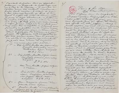 Lettre de Félicien Rops à Armand Rassenfosse. Paris, 1892/02/09. Bruxelles, Bibliothèque royale de Belgique, II/6957/19/87