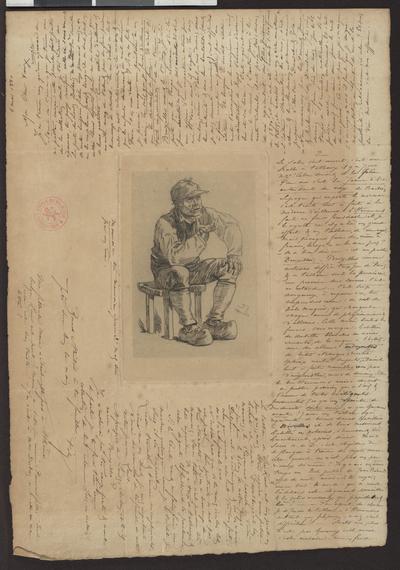 Lettre avec épreuve de Félicien Rops à Inconnu. [Paris], 1880/05/06. Bruxelles, Bibliothèque royale de Belgique, II/7030/3