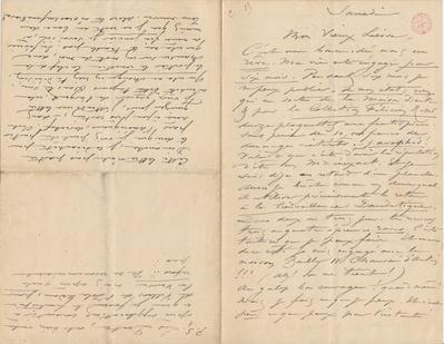 Lettre de Félicien Rops à [Henri] Liesse. [Paris], 1889/00/00. Bruxelles, Bibliothèque royale de Belgique, II/7033/13