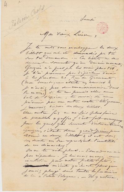 Lettre de Félicien Rops à [Henri] Liesse. s.l., 0000/00/00. Bruxelles, Bibliothèque royale de Belgique, II/7033/15