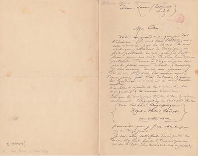 Lettre de Félicien Rops à [Joseph?] [Uzanne?]. Corbeil-Essonnes, 0000/00/00. Bruxelles, Bibliothèque royale de Belgique, II/7034/4