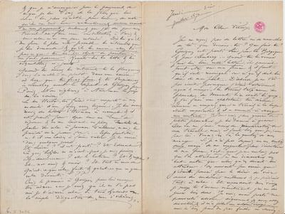 Lettre de Félicien Rops à [Léon] [Dommartin]. s.l., 1870/07/00. Bruxelles, Bibliothèque royale de Belgique, II/7036/6 et II/7036/23