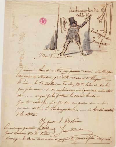 Lettre de Félicien Rops à [Victor] Coco [Hallaux]. Namur, 1855/08/18. Bruxelles, Bibliothèque royale de Belgique, II/7043/102