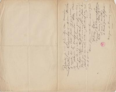 Lettre de Félicien Rops à [Joséphin] Péladan. [Paris], 1883/04/09. Bruxelles, Bibliothèque royale de Belgique, II/7043/11