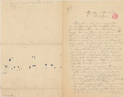 Lettre de Félicien Rops à [Joséphin] Péladan. [Paris], 1886/11/00. Bruxelles, Bibliothèque royale de Belgique, II/7043/38