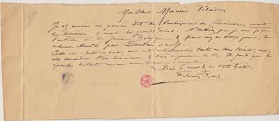 Lettre de Félicien Rops à [Joséphin] Péladan. [Paris], 1885/01/00. Bruxelles, Bibliothèque royale de Belgique, II/7043/45