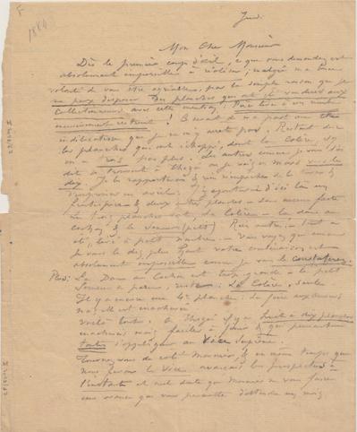 Lettre de Félicien Rops à [Joséphin] [Péladan]. [Paris], 1884/02/00. Bruxelles, Bibliothèque royale de Belgique, II/7043/67