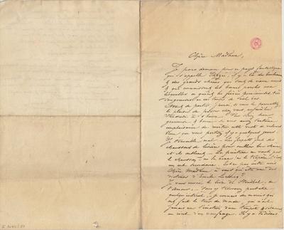 Lettre de Félicien Rops à [Mélanie] [P]. s.l., 0000/00/00. Bruxelles, Bibliothèque royale de Belgique, II/7043/87