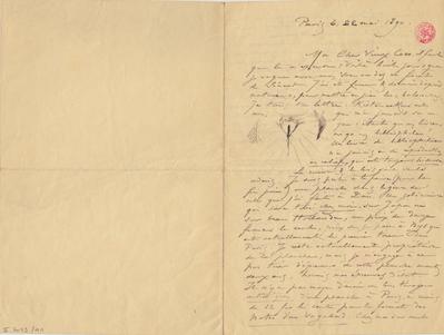 Lettre de Félicien Rops à [Victor] Coco [Hallaux]. Paris, 1890/05/22. Bruxelles, Bibliothèque royale de Belgique, II/7043/91