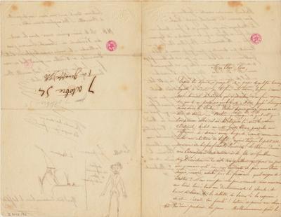 Lettre de Félicien Rops à [Victor] Coco [Hallaux]. Genappe, 1854/10/07. Bruxelles, Bibliothèque royale de Belgique, II/7043/96