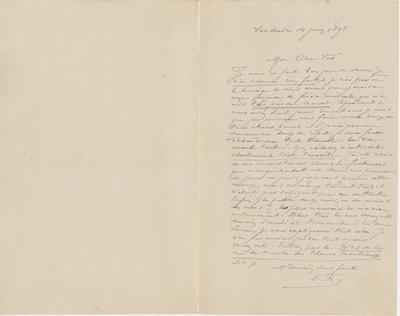 Lettre de Félicien Rops à [Charles] Vos. s.l., 1895/06/14. Bruxelles, Bibliothèque royale de Belgique, II/7109/11