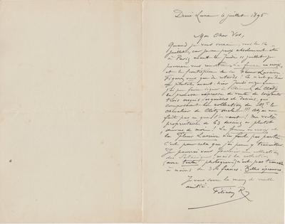 Lettre de Félicien Rops à [Charles] Vos. Corbeil-Essonnes, 1895/07/06. Bruxelles, Bibliothèque royale de Belgique, II/7109/12