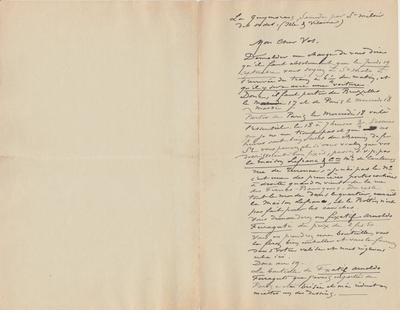 Lettre de Félicien Rops à [Charles] Vos. Saint-Méloir-des-Ondes, 1895/09/14. Bruxelles, Bibliothèque royale de Belgique, II/7109/13