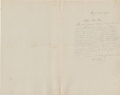 Lettre de Félicien Rops à [Charles] Vos. s.l., 1896/04/09. Bruxelles, Bibliothèque royale de Belgique, II/7109/16