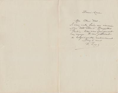 Lettre de Félicien Rops à [Charles] Vos. Corbeil-Essonnes, 1895/00/00. Bruxelles, Bibliothèque royale de Belgique, II/7109/22