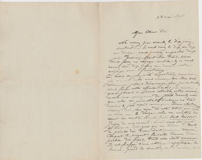 Lettre de Félicien Rops à [Charles] Vos. s.l., 1895/05/28. Bruxelles, Bibliothèque royale de Belgique, II/7109/9