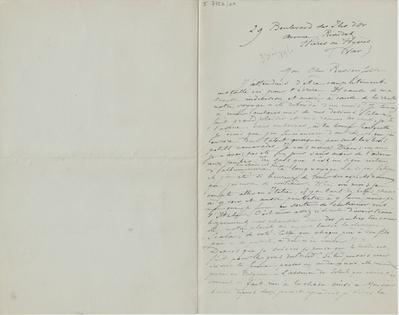 Lettre de Félicien Rops à [Armand] Rassenfosse. Hyères, 1896/12/03. Bruxelles, Bibliothèque royale de Belgique, II/7723/11