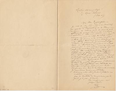 Lettre de Félicien Rops à [Armand] Rassenfosse. Corbeil-Essonnes, 1896/03/30. Bruxelles, Bibliothèque royale de Belgique, II/7723/12