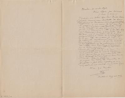 Lettre de Félicien Rops à [Armand] Rassenfosse. Corbeil-Essonnes, 1896/03/31. Bruxelles, Bibliothèque royale de Belgique, II/7723/13