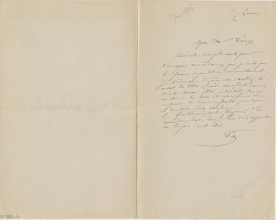 Lettre de Félicien Rops à [Armand] [Rassenfosse]. Corbeil-Essonnes, 1896/06/03. Bruxelles, Bibliothèque royale de Belgique, II/7723/4