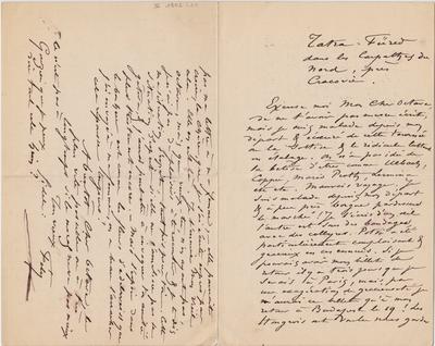 Lettre de Félicien Rops à Octave [Uzanne]. Tatra-Fured, 1885/08/00. Bruxelles, Bibliothèque royale de Belgique, III/1802/11