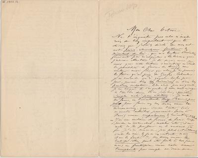 Lettre de Félicien Rops à Octave [Uzanne]. s.l., 1883/01/00. Bruxelles, Bibliothèque royale de Belgique, III/1802/2