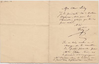 Lettre de Félicien Rops à Léon [Dommartin]. s.l., 1881/03/00. Bruxelles, Bibliothèque royale de Belgique, III/1802/9