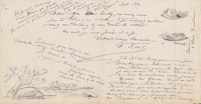 Lettre de Félicien Rops à [Léon] Evely. s.l., 1889/09/00. Bruxelles, Bibliothèque royale de Belgique, III/215/1/11