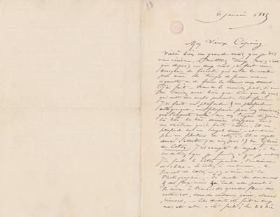 Lettre de Félicien Rops à [Léon] [Evely]. s.l., 1885/01/06. Bruxelles, Bibliothèque royale de Belgique, III/215/1/16