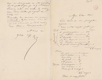 Lettre de Félicien Rops à [Léon] [Evely]. s.l., 1884/09/27. Bruxelles, Bibliothèque royale de Belgique, III/215/1/21