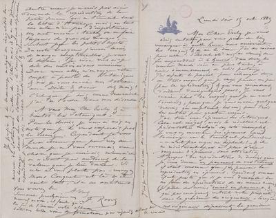 Lettre de Félicien Rops à [Léon] Evely. s.l., 1883/10/15. Bruxelles, Bibliothèque royale de Belgique, III/215/1/32