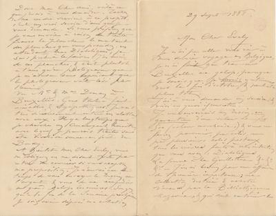 Lettre de Félicien Rops à [Léon] Evely. s.l., 1888/09/29. Bruxelles, Bibliothèque royale de Belgique, III/215/1/46a et III/215/1/46b