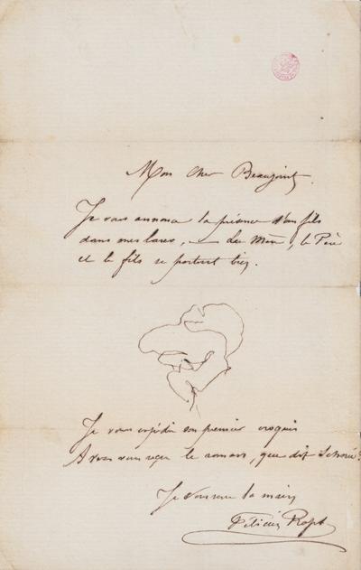 Lettre de Félicien Rops à [Jules] Beaujoint. s.l., 1858/11/00. Bruxelles, Bibliothèque royale de Belgique, III/215/1/49