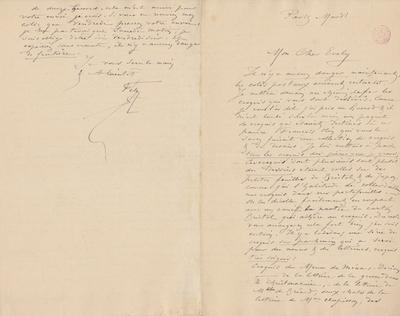 Lettre de Félicien Rops à [Léon] Evely. Paris, 0000/00/00. Bruxelles, Bibliothèque royale de Belgique, III/215/1/6