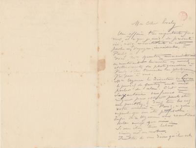 Lettre de Félicien Rops à [Léon] Evely. s.l., 0000/00/00. Bruxelles, Bibliothèque royale de Belgique, III/215/10/14