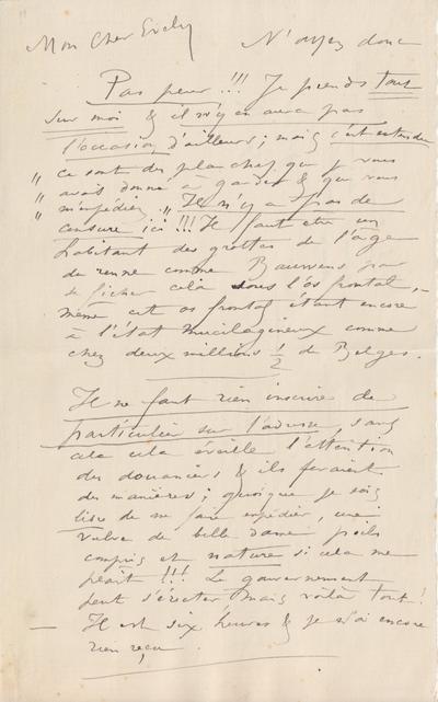 Lettre de Félicien Rops à [Léon] Evely. s.l., 0000/00/00. Bruxelles, Bibliothèque royale de Belgique, III/215/10/2