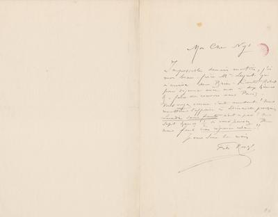 Lettre de Félicien Rops à [François] Nys. [Paris], 0000/00/00. Bruxelles, Bibliothèque royale de Belgique, III/215/10/43