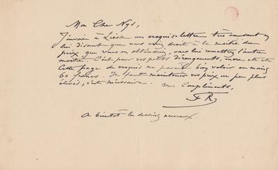 Lettre de Félicien Rops à [François] Nys. s.l., 0000/00/00. Bruxelles, Bibliothèque royale de Belgique, III/215/10/44